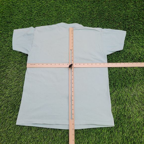 Vintage 1988 Habitat Softwear Alaska Wolf Shirt Medium 20x26 Light Blue USA - Picture 12 of 16